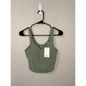 New Quince Ultra-Soft V-Neck Cropped Sports Bra Tank, Size Small